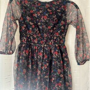 GAP Kids Floral Dress with Sheer Overlay